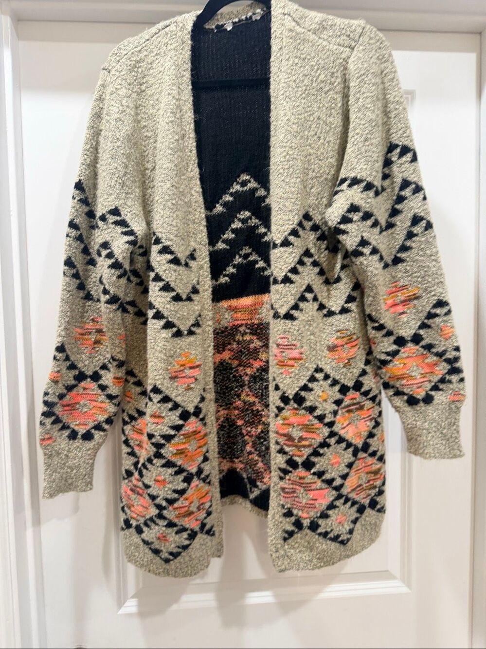 Free People Fair Isle Geometric Open Front Oversized Cardigan Sweater Size 3XL
